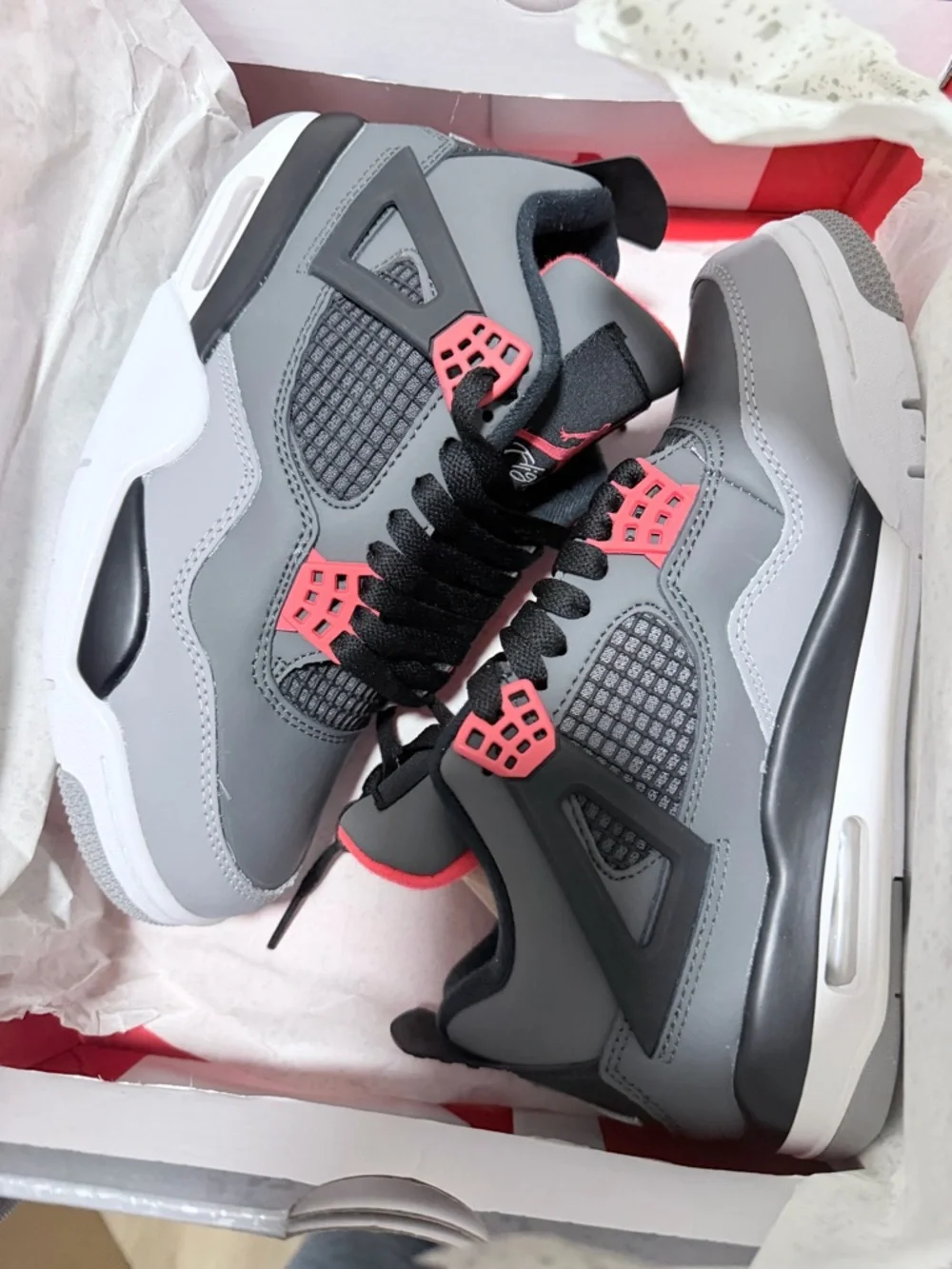 Nike  Air Jordan 4 Retro Men’s Shoes - Grey/Black/Infrared - Picture 6 of 7